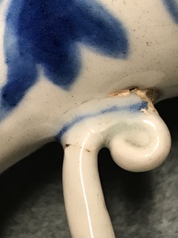A Chinese blue and white silver-mounted jug and cover, Transitional period