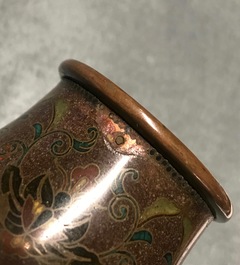 A pair of Japanese cloisonn&eacute; 'butterfly' vases, Meiji, 19th C.