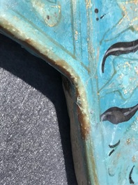 Un carreau en forme d'&eacute;toile de type Lajvardina &agrave; fond turquoise, Kashan, Iran, 13&egrave;me