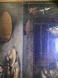 Tingqua (Canton, ca. 1809-1870): Theesc&egrave;ne in de stal, olie op doek, gesign. r.o.