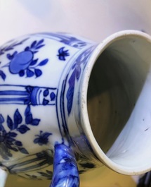 A Chinese blue and white jug with floral design, Wanli