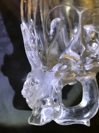 Two Chinese jade and rock crystal censers, 20th C.