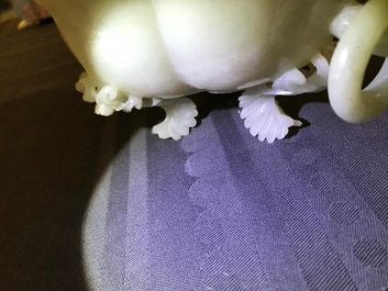 Two Chinese jade and rock crystal censers, 20th C.