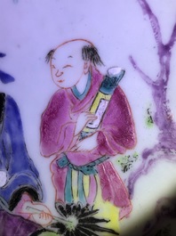 A Chinese famille rose barbers bowl with a scholar and servant, Yongzheng