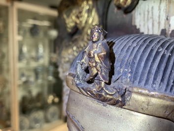 A large Chinese gilt and painted wood figure of Buddha, 19th C.