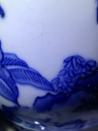 A Chinese blue and white double gourd vase, Transitional period