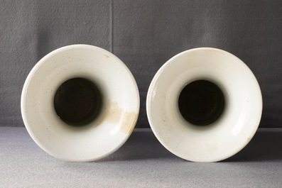 A pair of Chinese powder blue ground yenyen vases and two celadon vases, 19th C.