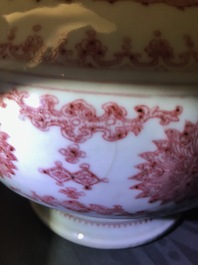 A Chinese underglaze red 'lotus' vase with elephant handles, Qianlong