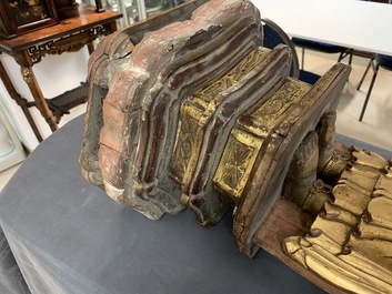 A large Chinese gilt and painted wood figure of Buddha, 19th C.