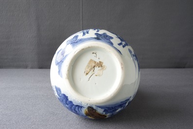 A Chinese blue and white double gourd vase, Transitional period