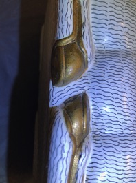 A pair of Chinese cloisonn&eacute; and gilt bronze models of rams, Qianlong
