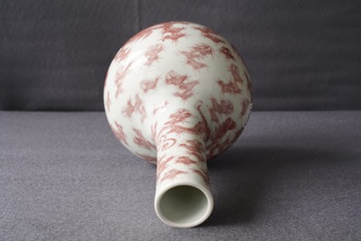 A Chinese underglaze red bottle-shaped 'dragon' vase, 19/20th C.