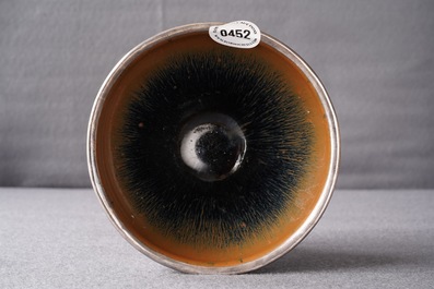 A Chinese silver-mounted Jian 'hare's fur' bowl, Song