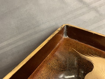 A large Japanese lacquer 'suzuribako' with prunus design, Edo or Meiji, 18/19th C.