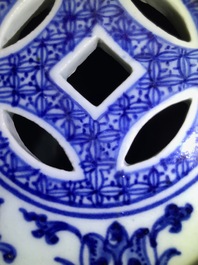 An octagonal Chinese blue and white 'lotus scroll' garden seat, Qianlong
