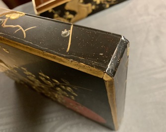 A large Japanese lacquer 'suzuribako' with prunus design, Edo or Meiji, 18/19th C.