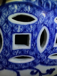 An octagonal Chinese blue and white 'lotus scroll' garden seat, Qianlong