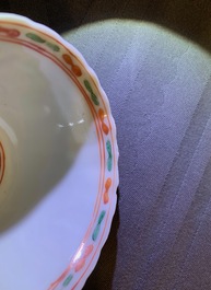 Six tasses et soucoupes en porcelaine de Chine famille verte, Kangxi