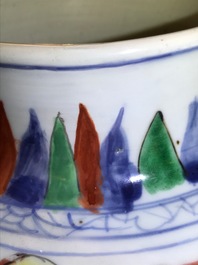 A pair of Chinese wucai &lsquo;dragon and phoenix&rsquo; vases, Transitional period