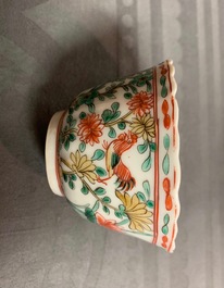 Six tasses et soucoupes en porcelaine de Chine famille verte, Kangxi