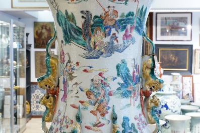 A large Chinese famille rose 'immortals' vase, 19th C.