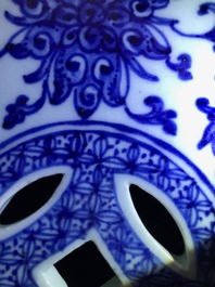 An octagonal Chinese blue and white 'lotus scroll' garden seat, Qianlong