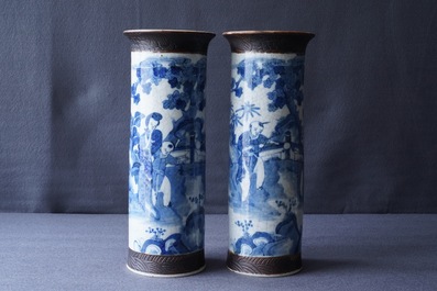 Four Chinese blue and white vases, 19th C.