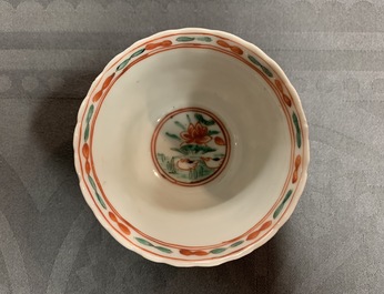 Six tasses et soucoupes en porcelaine de Chine famille verte, Kangxi
