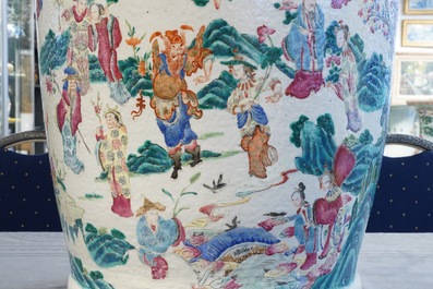 A large Chinese famille rose 'immortals' vase, 19th C.