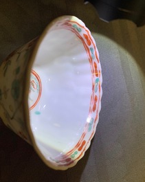 Six tasses et soucoupes en porcelaine de Chine famille verte, Kangxi