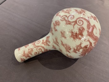 A Chinese underglaze red bottle-shaped 'dragon' vase, 19/20th C.