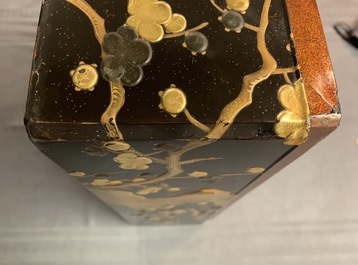 A large Japanese lacquer 'suzuribako' with prunus design, Edo or Meiji, 18/19th C.