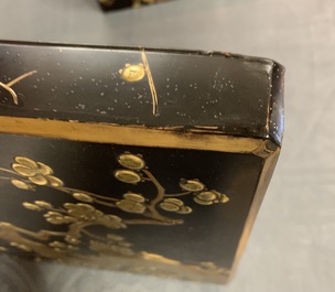 A large Japanese lacquer 'suzuribako' with prunus design, Edo or Meiji, 18/19th C.