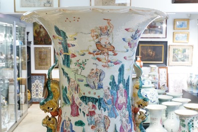 A large Chinese famille rose 'immortals' vase, 19th C.