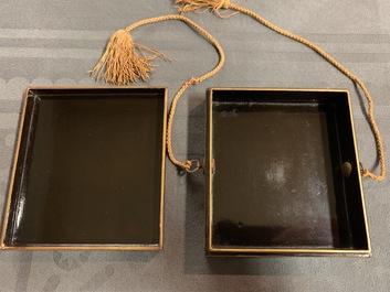 Six bo&icirc;tes couvertes en laque de Japon, Meiji/Showa, 19/20&egrave;me