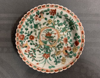 Six tasses et soucoupes en porcelaine de Chine famille verte, Kangxi