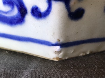 An octagonal Chinese blue and white 'lotus scroll' garden seat, Qianlong