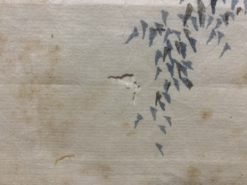 Kondo Harumasa (Japan, 19e eeuw): Drie dansende jongens, aquarel en inkt op papier, Edo, 19e eeuw