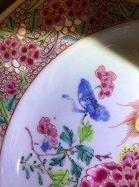 Sept assiettes en porcelaine de Chine famille rose, Yongzheng/Qianlong