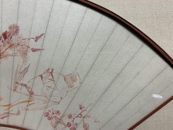 Zhu Gun: L'exorciste l&eacute;gendaire Zhong Kui, aquarelle sur &eacute;ventail en papier, dat&eacute;e 1933