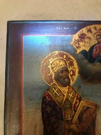 Een Russisch icoon: Twee heiligen, 19e eeuw
