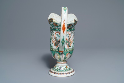A rare Chinese famille verte ewer after a European silver model, Kangxi