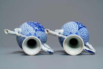 A pair of Chinese blue and white Islamic market jugs, Kangxi