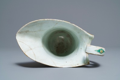A rare Chinese famille verte ewer after a European silver model, Kangxi