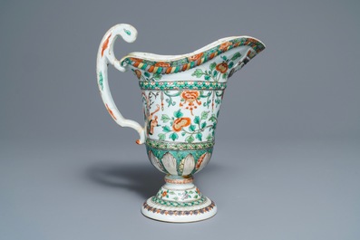 A rare Chinese famille verte ewer after a European silver model, Kangxi