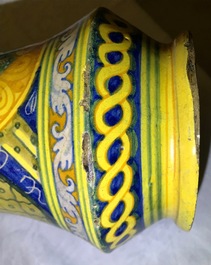 A pair of large polychrome Italian maiolica albarelli, Palermo, Lazzaro workshop, ca. 1600