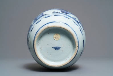 A Chinese blue and white baluster vase, Wanli/Tianqi
