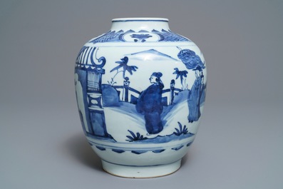 A Chinese blue and white baluster vase, Wanli/Tianqi