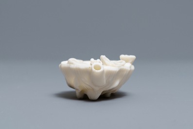 A Chinese Dehua blanc de Chine 'lobster on artemisia leaf' water dropper, Kangxi
