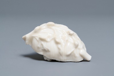 A Chinese Dehua blanc de Chine 'lobster on artemisia leaf' water dropper, Kangxi